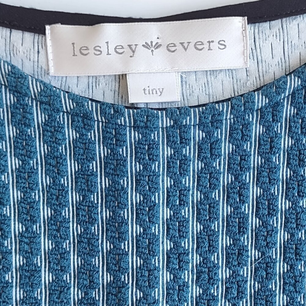 Lesley Evers Simply Elegant Sleeveless Blue Knit Dress Boho Chic Retro Size 0 - Picture 2 of 9